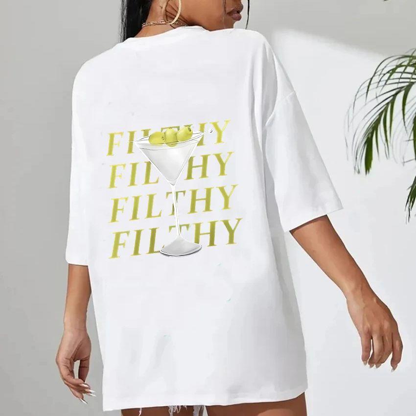 Filthy Martini Shirt Women Vintage Tops Introverted Book Club Retro T-Shirts Cute Aesthetic Booki