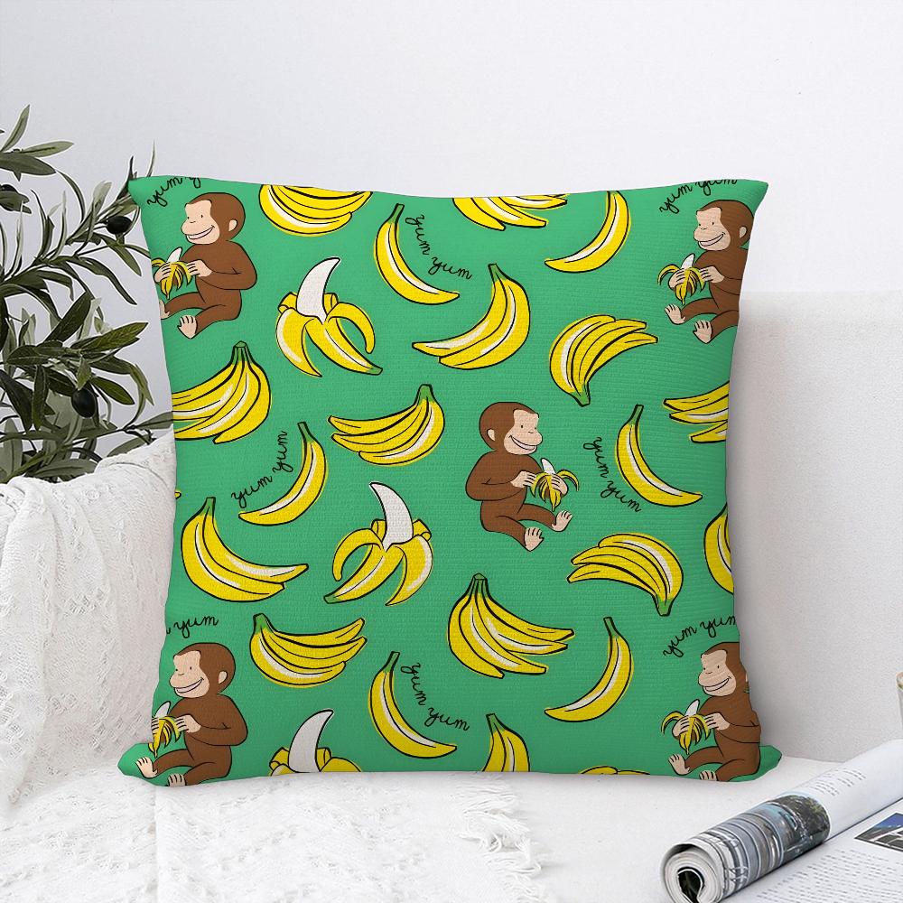 Good Night George C-Curious Monkey Pillow Case Plush Fabric Soft Pillowcase Double Sided Print Cushion Cover Throw Pillow Cover