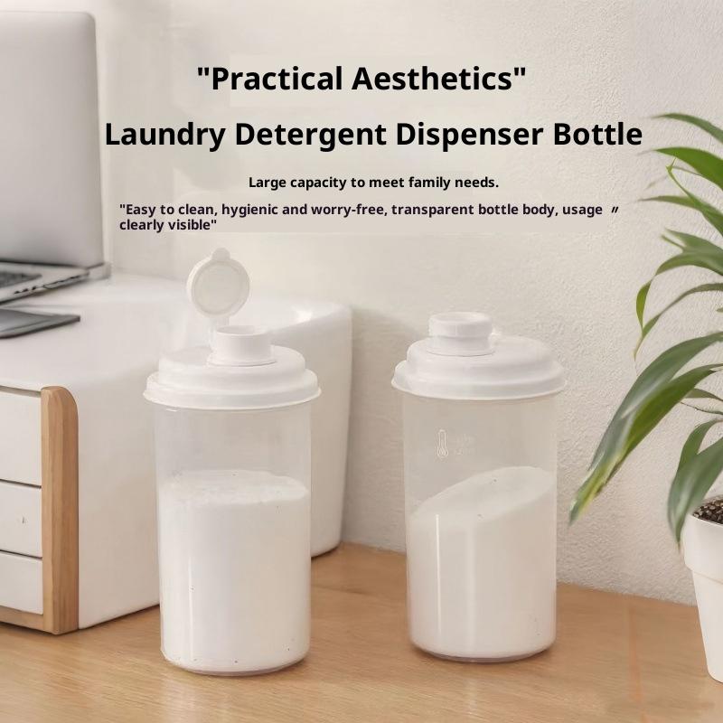 

Прозрачная бутылка-дозатор для стирального порошка с мерным стаканом, герметичный контейнер для хранения стирального порошка, многоцелевой