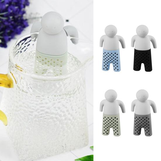 Závěsný silikonový vyluhovač na čaj Jemná síťovina Mužský tvar Potravinářský čaj Sypaný čaj Strmější Filtr Sítko Čajovna Kuchyňské potřeby