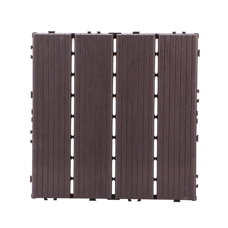 30x30cm Wooden Decking Tiles Hardwood Interlocking Patio Deck Tiles Composite Floor Covering for Garden Wood Flooring