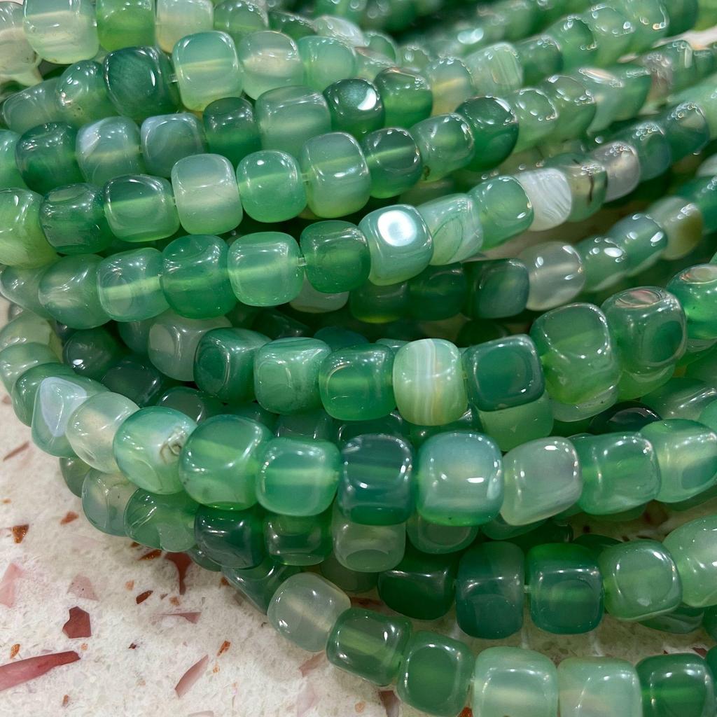 Square Green Agate Beads - 8MM DIY Jewelry Accessories Live Stream Exclusive