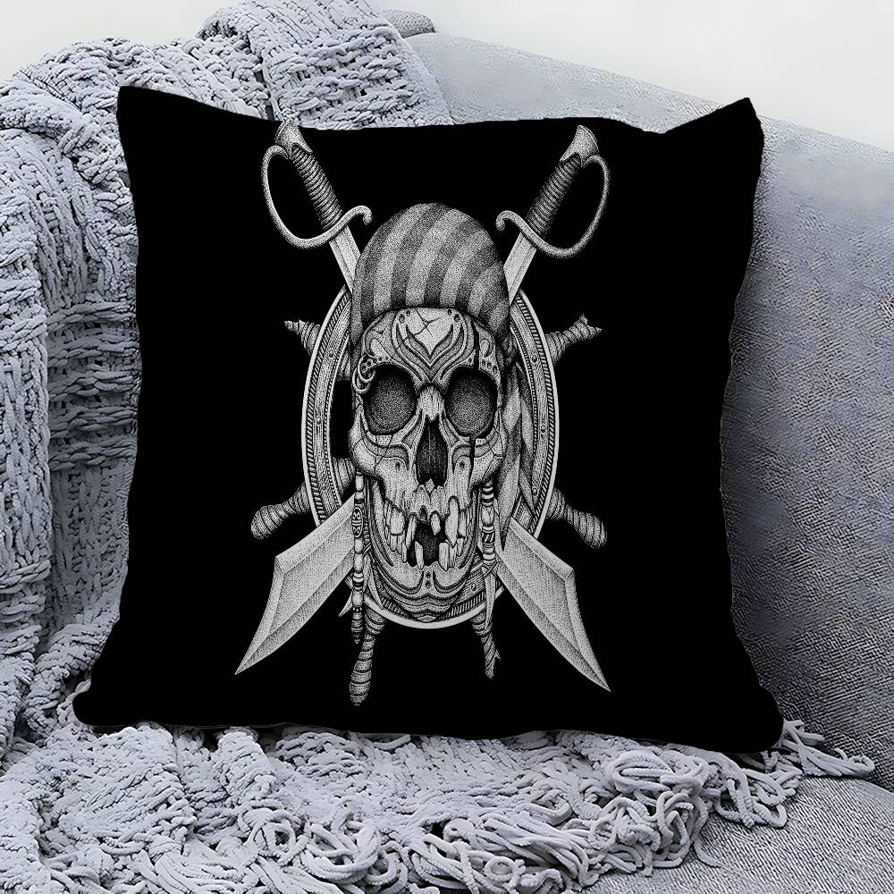 Pirate Ship Rune Skull Pillow Anime Pillow Sofa Bed Head Pillow Cover Cushion Cover 45x45 cm Fashion