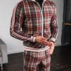 2023 Seturi de trening pentru bărbați, modă 3D în carouri, imprimeu la modă, îmbrăcăminte sport casual, primăvară, toamnă, jachetă + pantaloni, set 2 piese bărbat