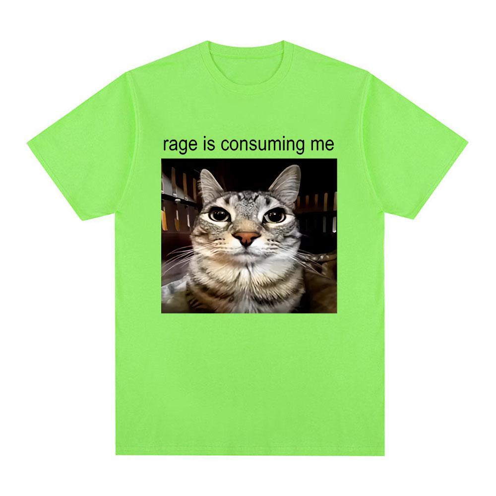 

Rage Is Consuming Me Silly Staring Cat Meme Tee Shirt Casual Cotton Short Sleeve T-shirts Men Women Cat Lover T Shirt Oversized 4XL