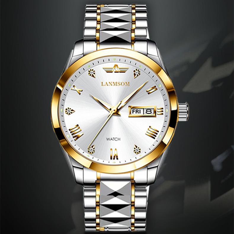 New TOP Brand Luxury Men's Watch With Box Waterproof Double Calendar Luminous Men's Quartz Watches