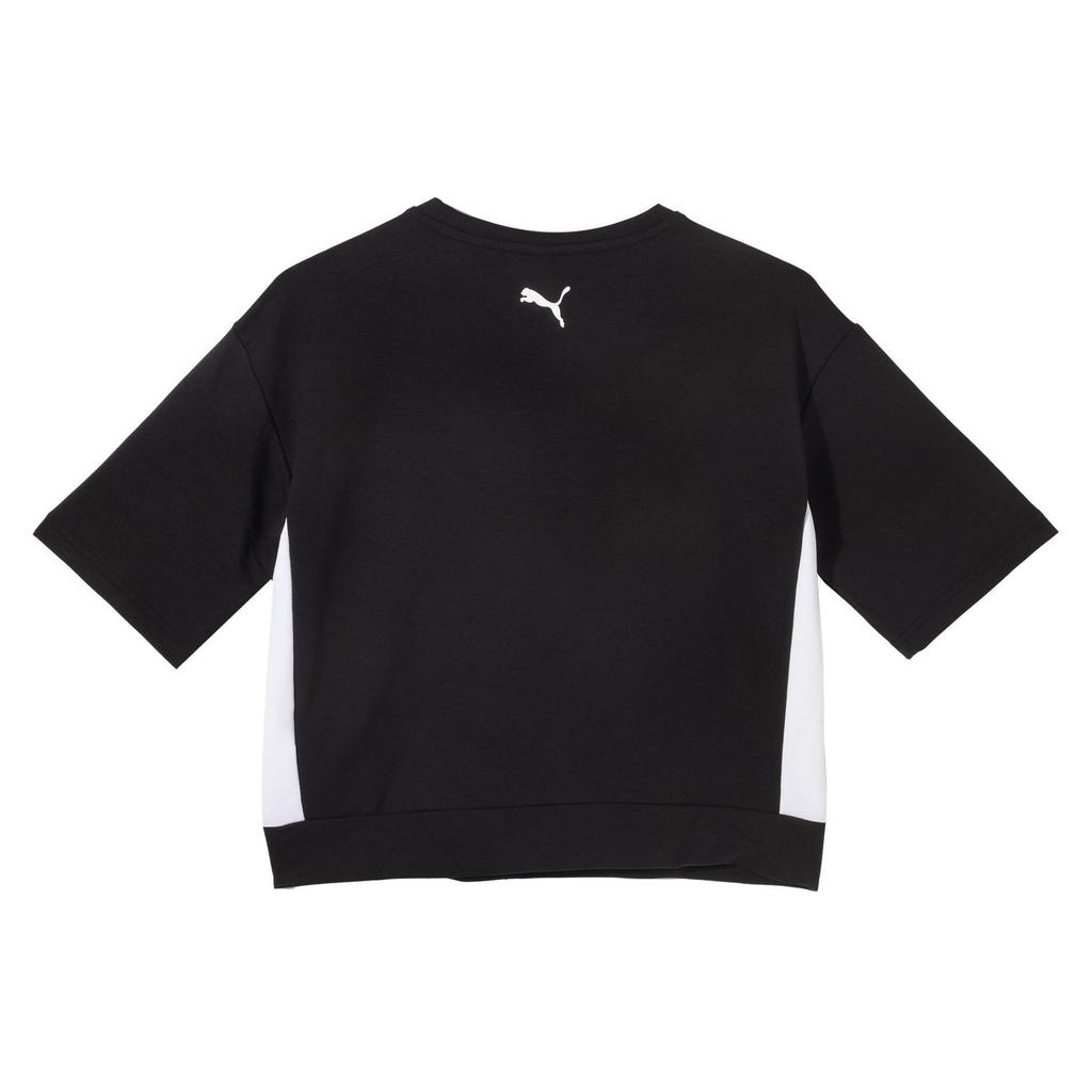Puma Modern Sports Sweat Tee Breathable Letter Print Logo Color Block Round Neck Pullover Short Sleeve T-Shirt Women Tops Black 588727-01