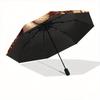 1pc Golden Lion of Fire Automatic Folding Umbrella - 3 Folding Design, Vivid Cartoon Pattern, Suitable for Outdoor Activities, A Gift for Fans In All