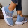Fashion Breathable Knitted Casual Sneakers for Women 2025 Comfort Slip On Soft Sole Flat Shoes Woman Plus Size Non Slip Walking Shoes