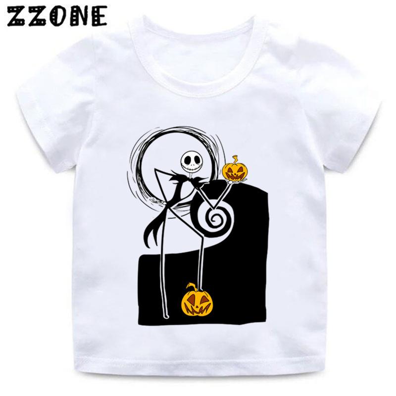 Halloween Town Pumpkin King Jack Skellington Print Kids T-Shirts Funny Girls Clothes Baby Boys T shirt Summer Children Tops