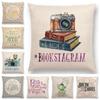 Tea Reading Books Pillow Case Home Decor Linen/cotton Cushion Cover Designer Pillow Cover for Sofa Bedroom Housse De Coussin