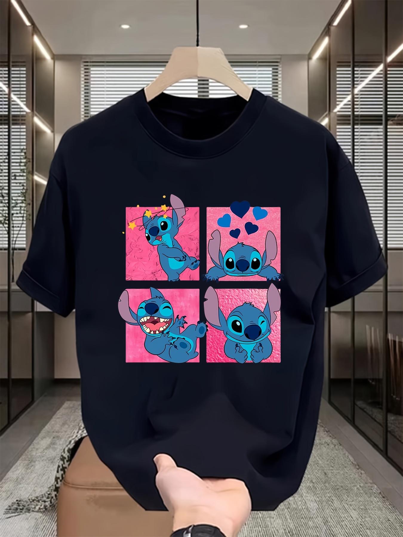 

Disney Stitch 4-Panel Graphic T-shirt - Officially Licensed Summer Casual Tee for Men & Women S