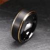 8mm Schwarz Golden Gebürsteter Wolframkarbid Unisex Ehering Bequem zu Tragen Vintage Partnerring