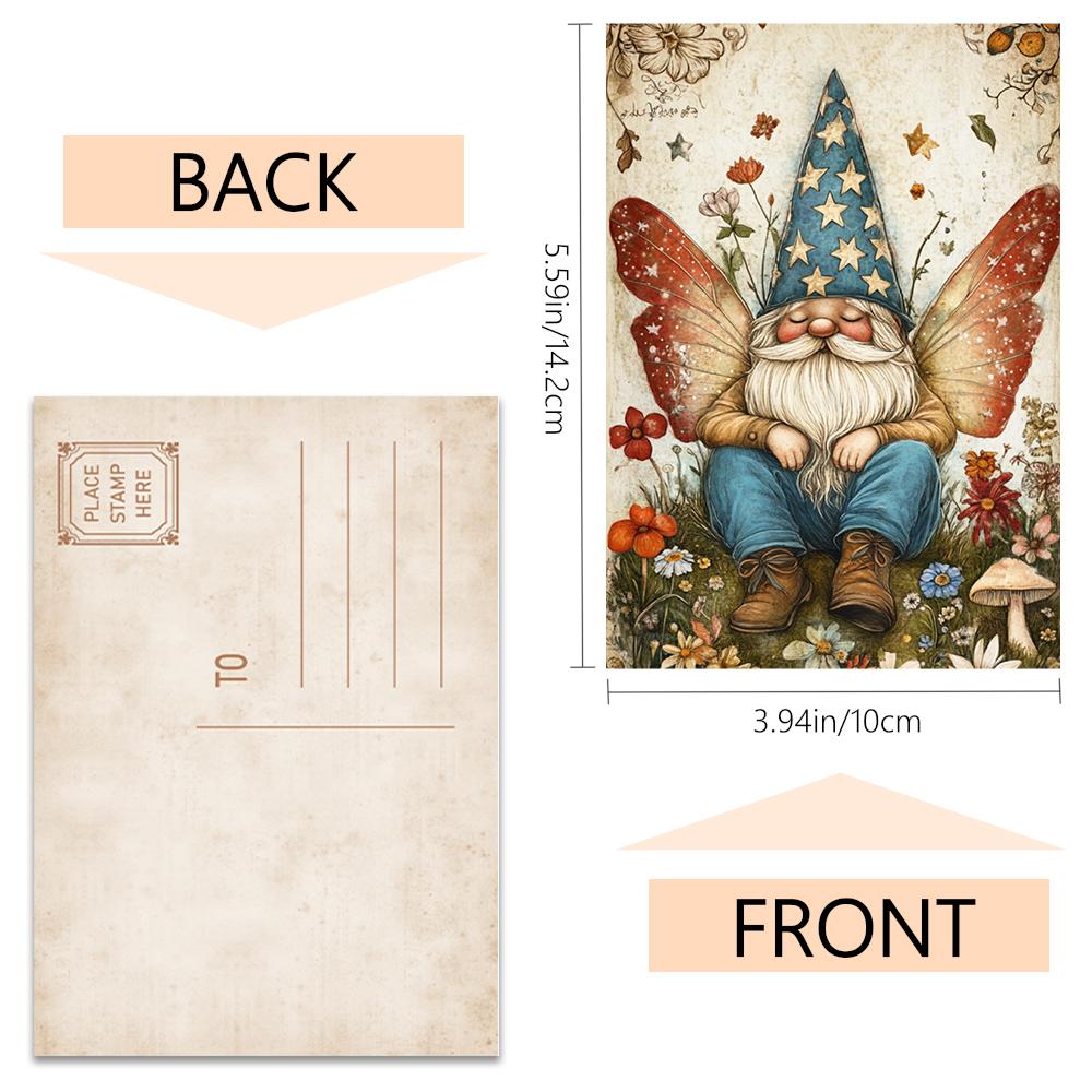 32pcs, Christmas gnome postcard, cute and retro, birthday/anniversary gift, collectible, suitable for gift-giving, can be mailed
