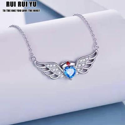 RUI RUI YU Vintage Gothic Heart Crown Angel Wings Pendant Necklaces for Women Fashion Exquisite Love Shape Clavicle Chain Choker Jewelry