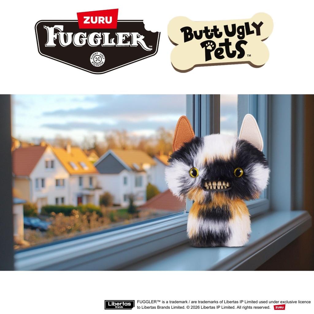 Fuggler Butt Hässliche Haustiere Kitschige geflügelte Fledermaus - Kaliko-Katze Plüschtier (15731K) Authentisch