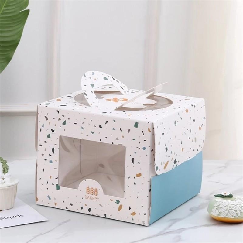 10 Stück Niedliche Kuchenbox 4 Zoll Tausendlagen-Gebäckverpackungsboxen Handgehalten Verdickt Mit Innerer Schale Verpackungsbox