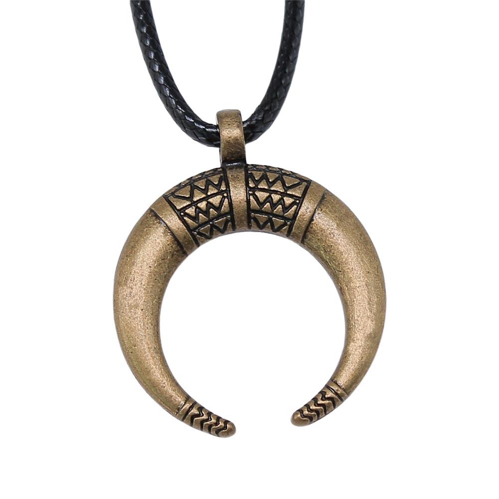 Enamel Pendant Necklace Gothic Halloween Day Jewelry Cow 45cm Leather Chain