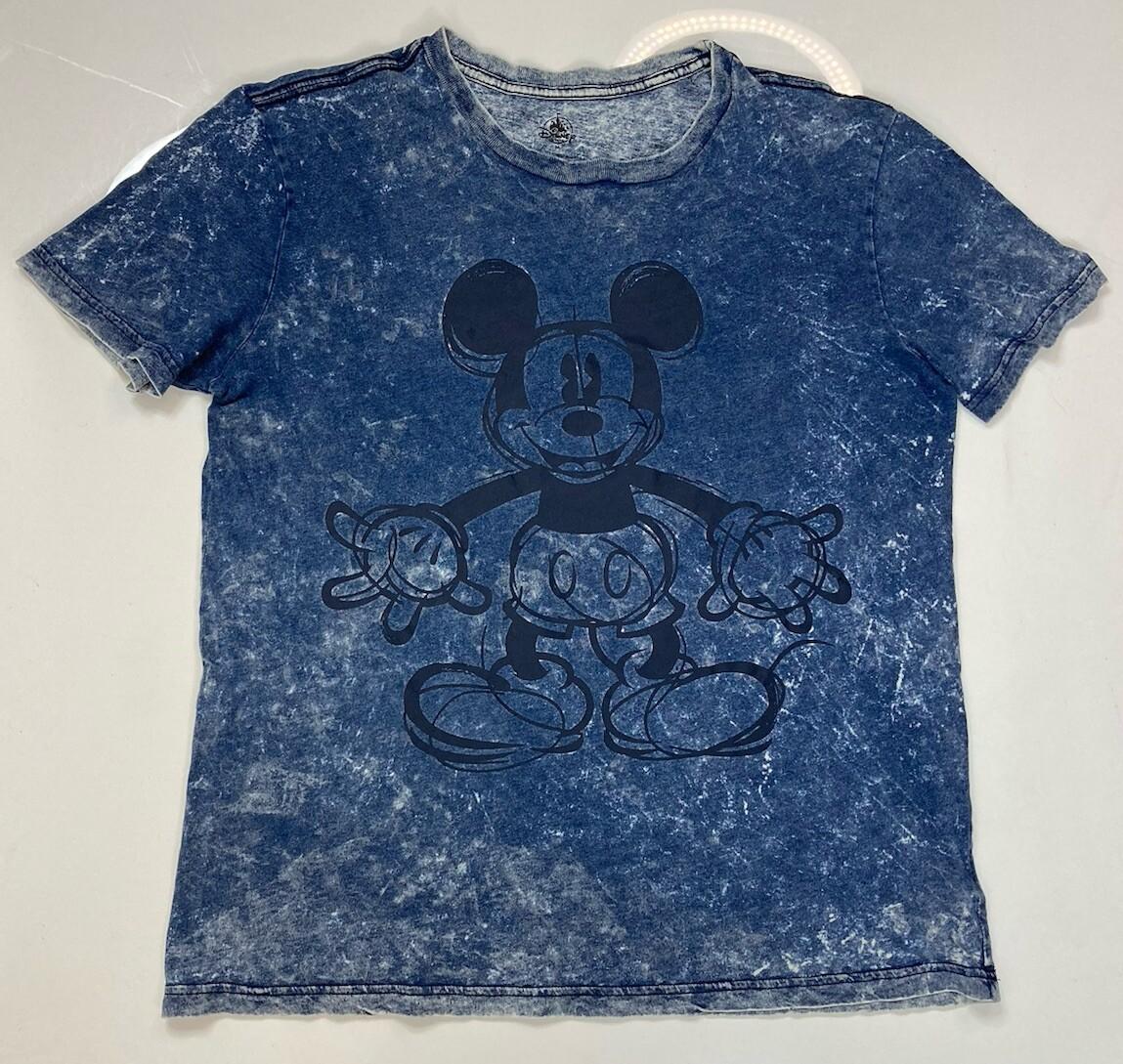 Disney Mickey Mouse Graphic T-shirt Men Medium Blue Acid Wash Short Sleeve M