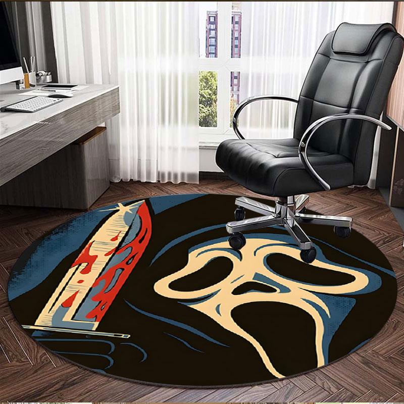 Ghostface Print Round Rug, Washable Floor Carpet, For Entryway Dorm Laundry Room Office Study, Home Decor Birthday Christmas Gift