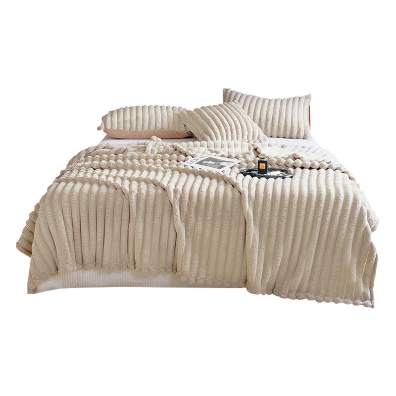 Plush Faux Rabbit Fur Blanket - Thick, High Gram Weight, Solid Color Flannel Baby Velvet