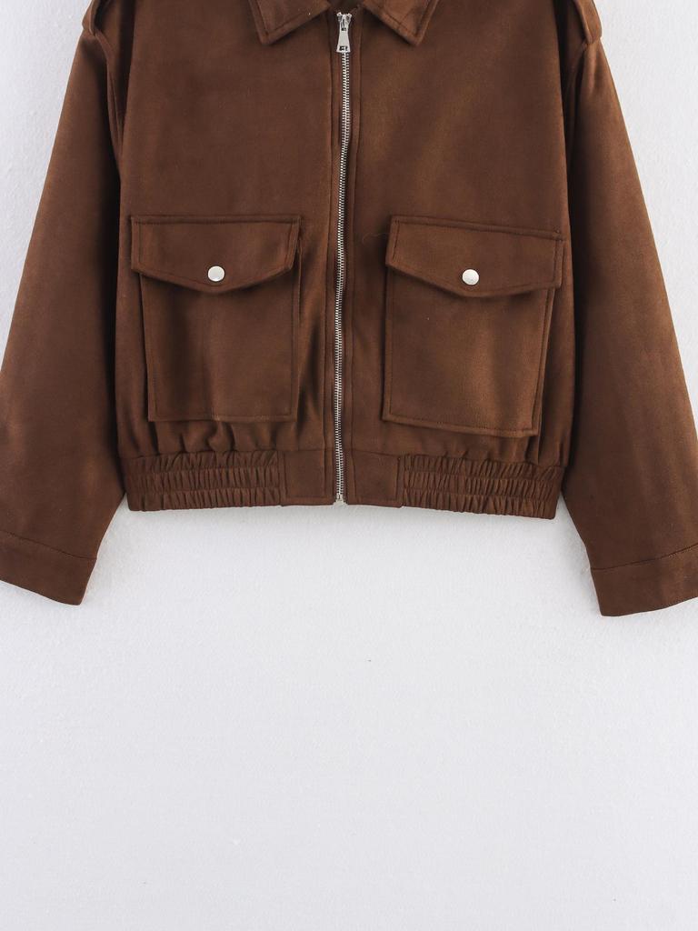 European & American Women's Suede Texture Jacket Coat