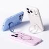 Liquid Silicone Case For iphone 17 16 15 14 13 12 11 Pro Plus Max Air Magsafe Metal Stand Lens Full Protection Fine Grip Cover