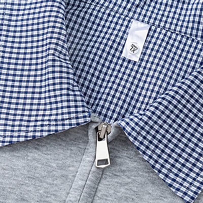 NASA MARVEL Men's Faux Two-Piece Plaid Lapel Sport Sweatshirt