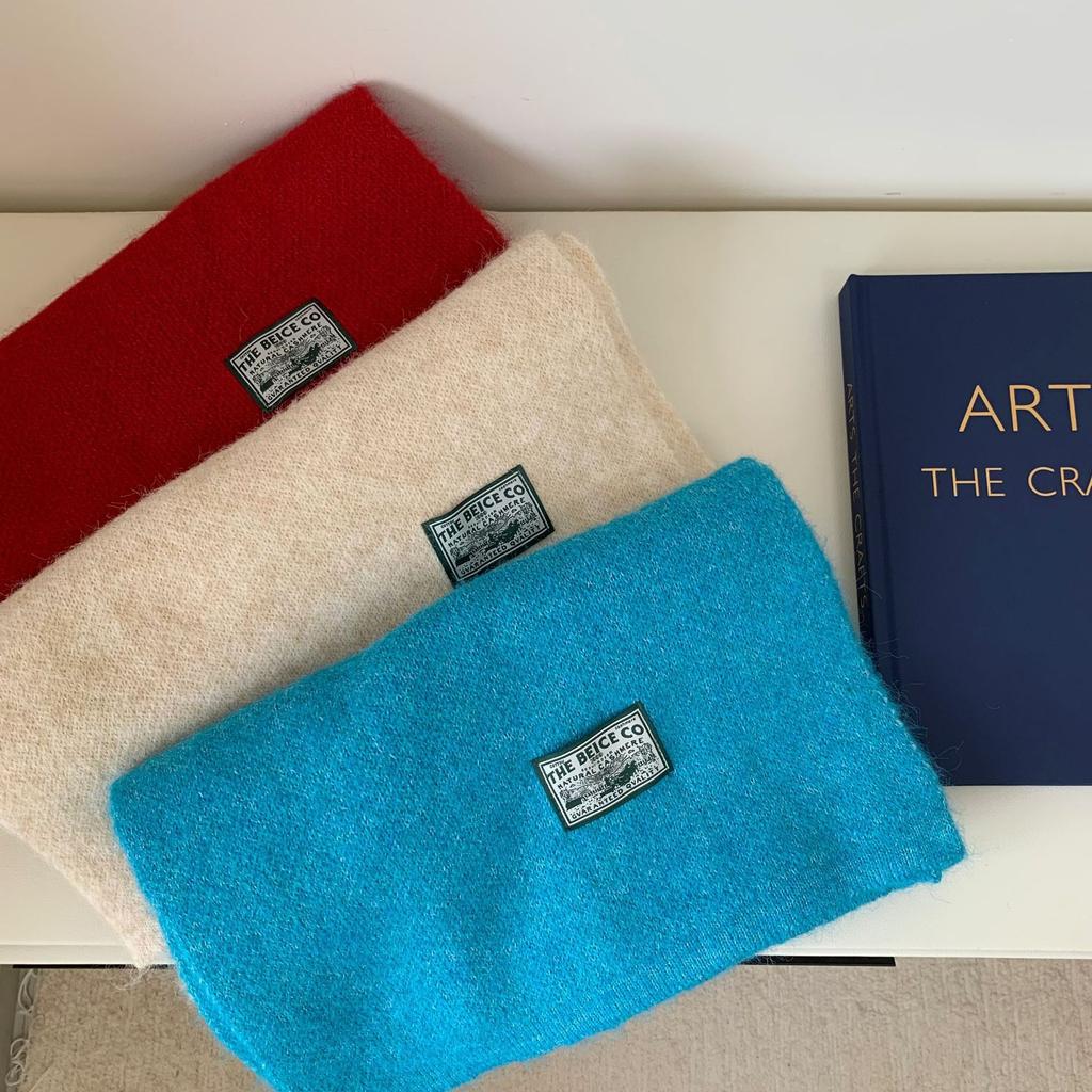 Super large version~ Atmospheric solid color cloth label knitted scarf Women's winter cycling warm and windproof student versatile scarf