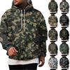 Men's Casual Hoodie with Retro Patchwork Print and Single Pocket