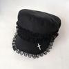 Cool Black Lace Beret Caps Millennium Outdoor Sun Hat Fashion Y2K Hat Girl  For Adult