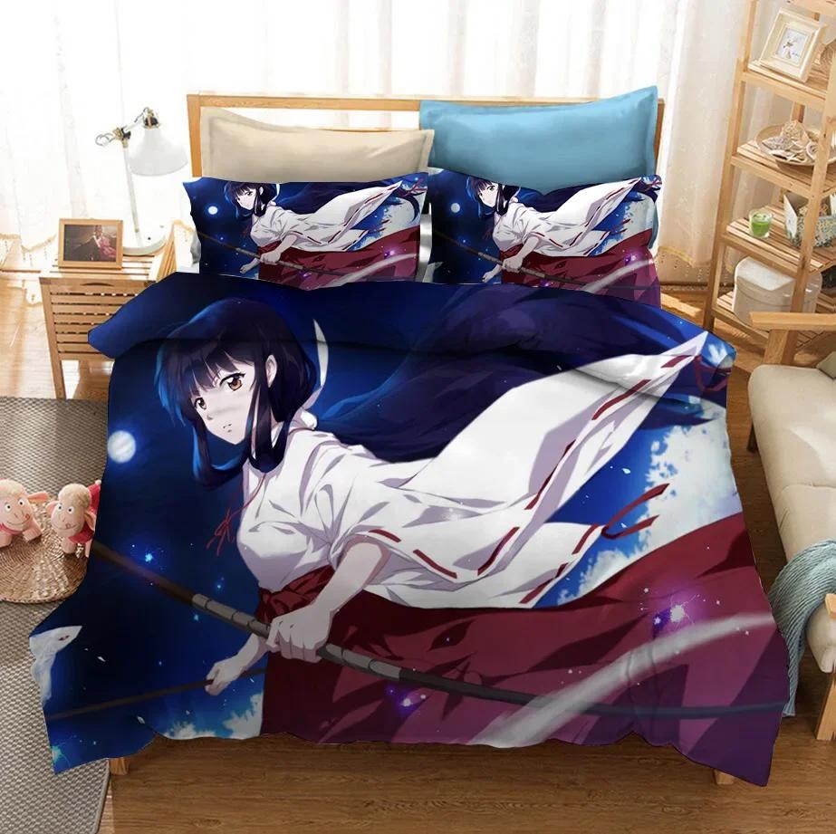 3D Gedrucktes Anime Inuyasha Sesshoumaru Bequemer Bettbezug Kissenbezug Bettwäscheset Kinder Schlafzimmer Dekoration Heimtextil