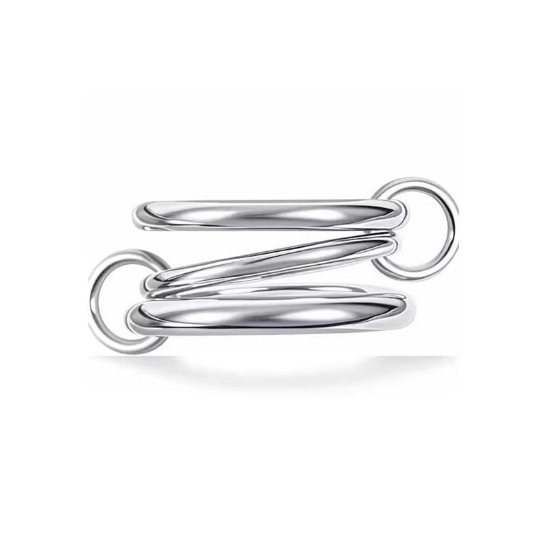 New Two-Color Three-Ring 14K Gold Color Stainless Steel Ring for Women Ins Style Stacking Jewelry Fashion Accessories Gifts