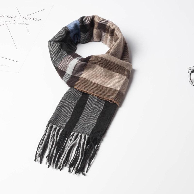 2024 Women's & Men's Beige Plaid Scarf - Versatile Japanese Style Winter Shawl