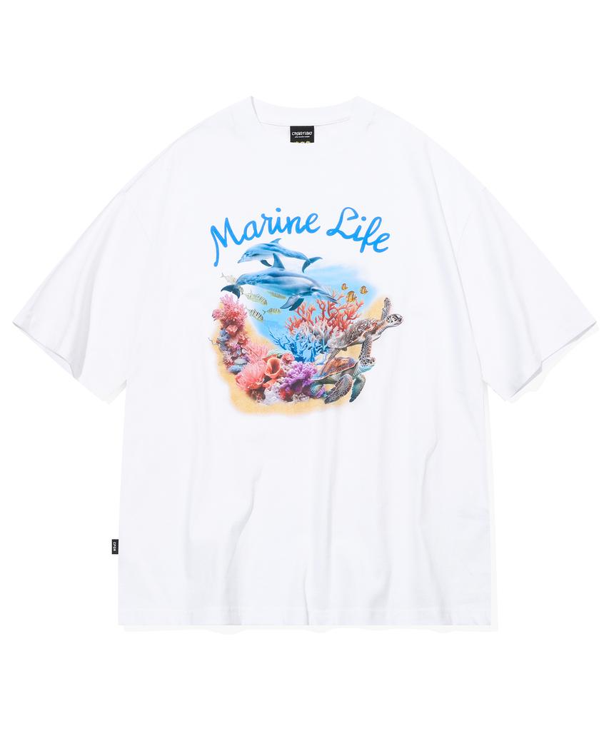 CPGN STUDIO Dtp Marine Dolphin Short Sleeve T-Shirt White