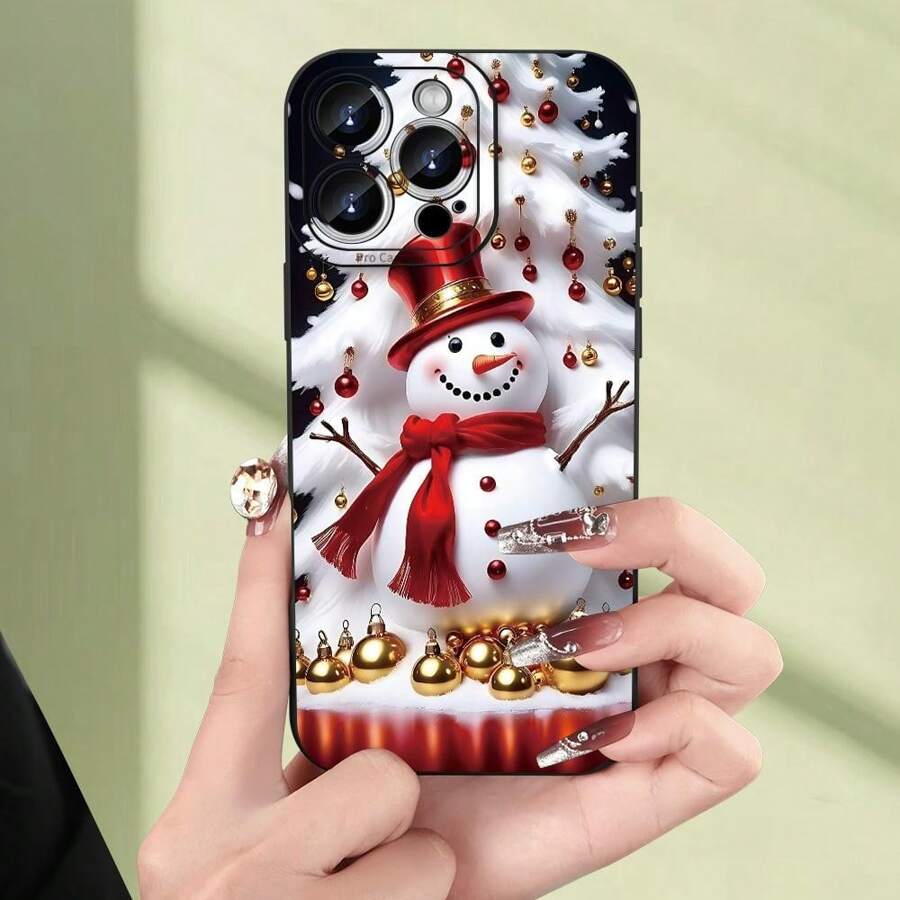 Christmas Snowman Pattern Phone Case For iPhone 17 16 Pro Max 11 12 13 14 15 Pro 7 8 Plus XS X XR SE2 16e Shockproof Soft Cover