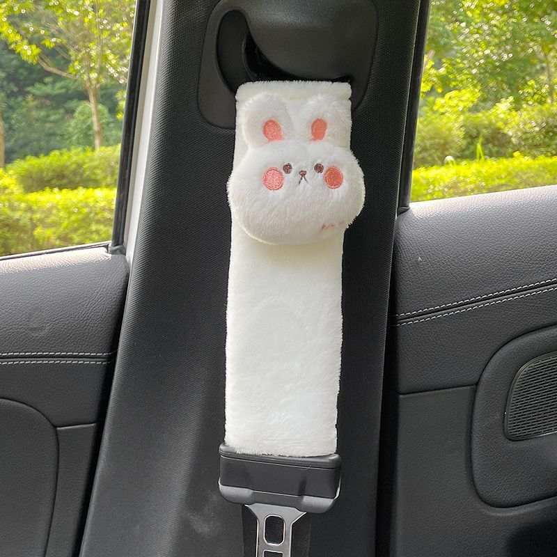 Car Seat Belt Shoulder Sleeve Cute Cartoon Bear Rabbit Interior Supplies Safety Belt Cover Plush Soft Car Accessories Interior