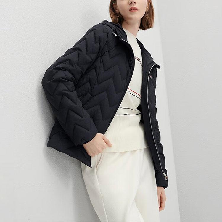 Fila Solid Color Zipper Hooded Down Jacket Women Outerwear Legendary-Blue F11W341902F-NV