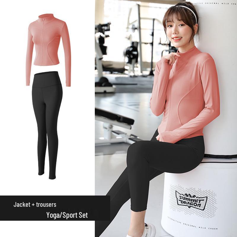 

Женский комплект спортивной одежды для йоги: Персиковая куртка и боди для бега и фитнеса Large