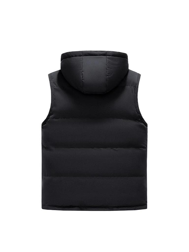 Men's Down Cotton Vest - Autumn/Winter Sleeveless Jacket, Slim Fit, Plus Size, Cap Sleeve, Trendy Casual Solid Color.