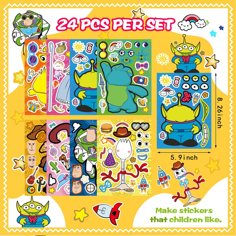 8/16sheets Disney Toy Story Funny Puzzle Stickers Make A Face Children Game Decals Toys Assemble Jigsaw Kids Party Game Sticker