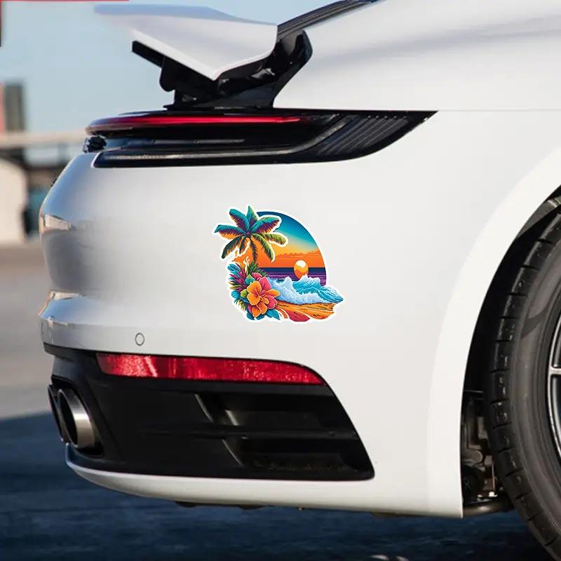 Hawaiianische Strand Autoaufkleber Wasserdichte Vinyl-Abziehbilder Auto Karosserie Fenster Stoßstange Dekor Motorrad Helm Aufkleber TM132