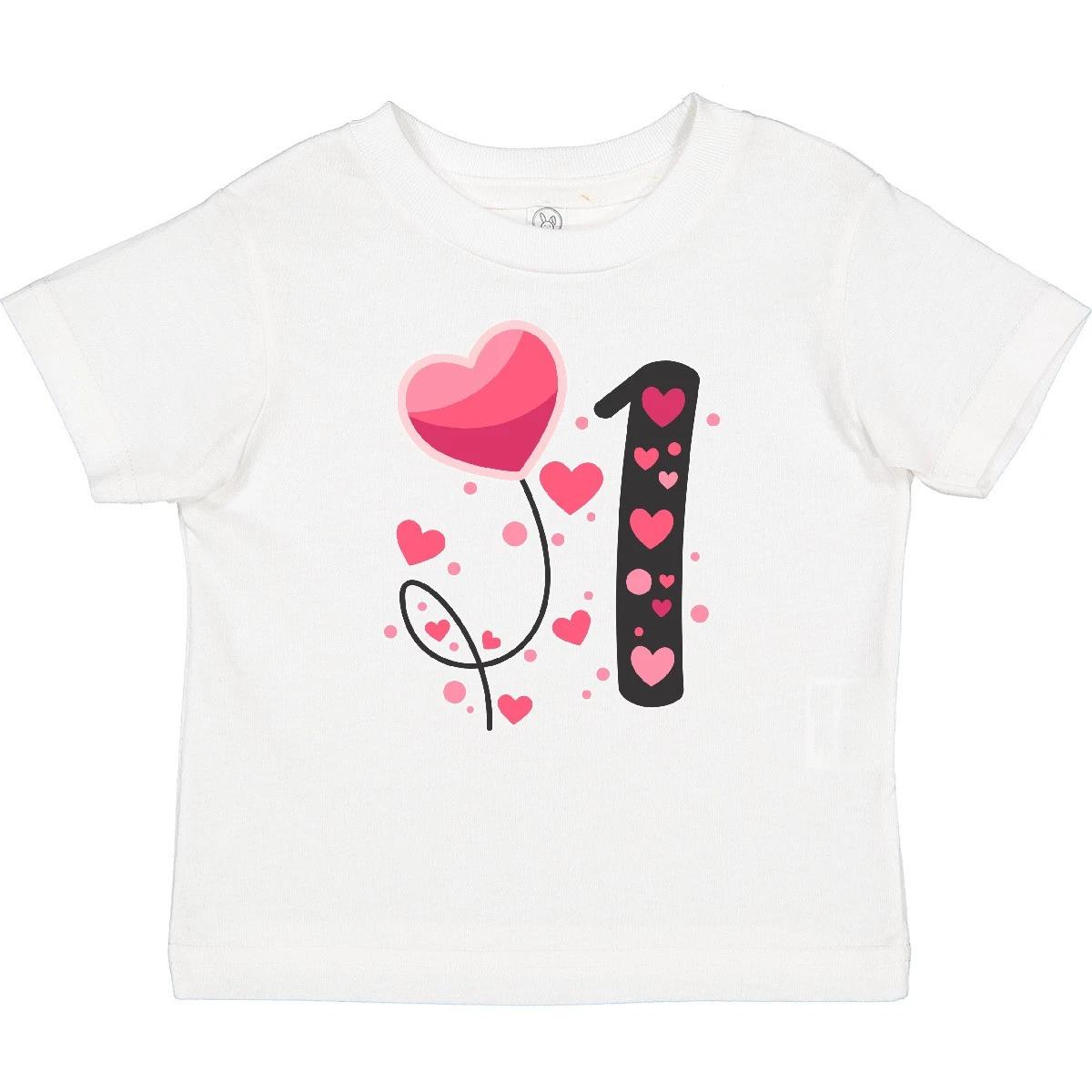 Inktastic Valentine s Day First Birthday Baby T-Shirt Kids Valentine 1 One 1st 110