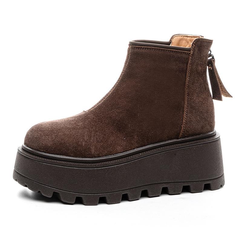 Casual Short Boots Women's 2025 New Martin Boots Non-slip Heightening Thick-soled Snow Boots Children's Autumn and Winter Leather Women's Shoes