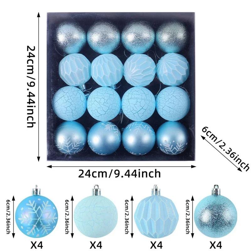 16PCS 6cm Christmas Ball Pendant Christmas Party Tree Decor Christmas Ball Pendant Gift Set New Year Xmas Hanging Ornament