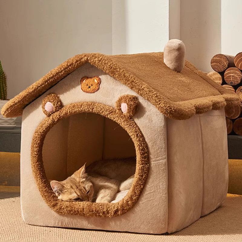 Winter Warm Pet House: Removable & Washable Bed for Cats, Small Dogs, and Rabbits – Year-Round Comfort.