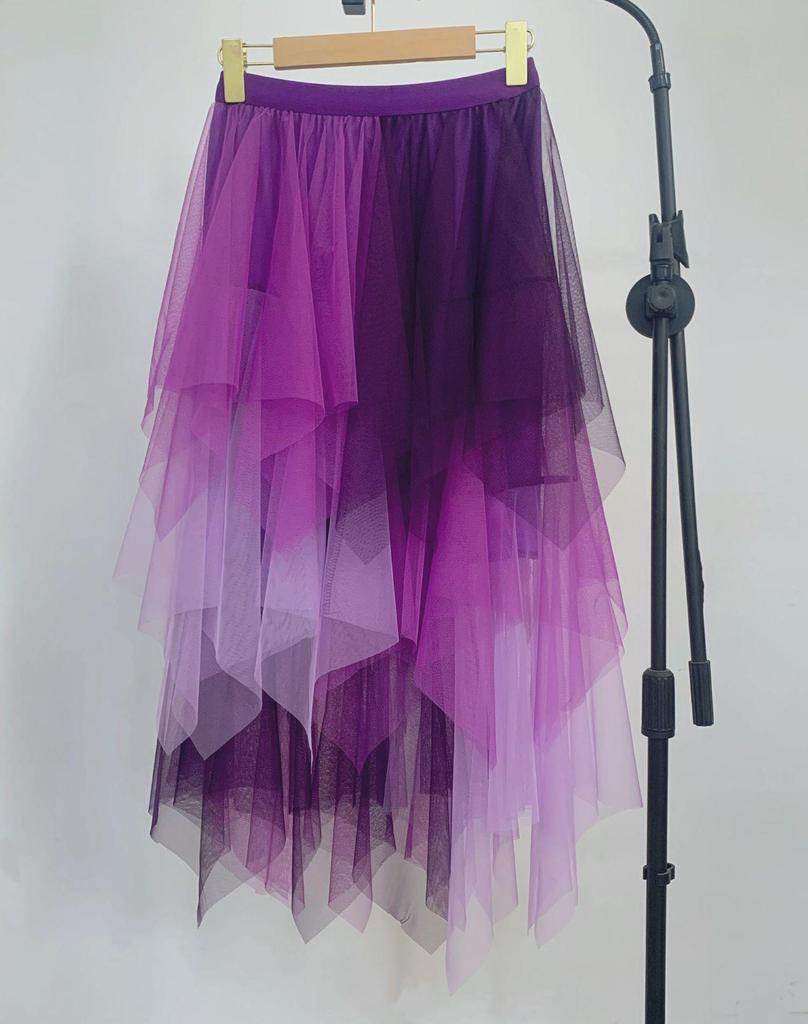 Falda de Malla Irregular de Hadas de Cintura Alta de Moda 2023 - Estilo Coreano de Primavera