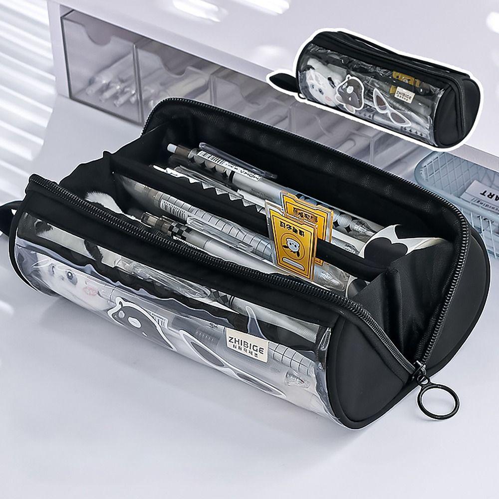 

Transparent Window Pen Bag 8 LAYERS Stationery Organizer Stationery Storage Pouch Student Gift чорний