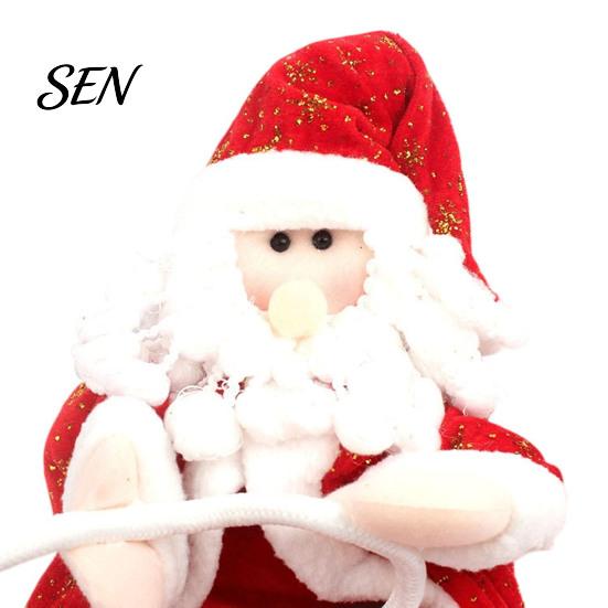 Father Christmas Fabric Pendant Santa Claus Climbing Decoration, Tree Hanging Ornament Holiday Party Accents with Rope for Party, Indoor Home
