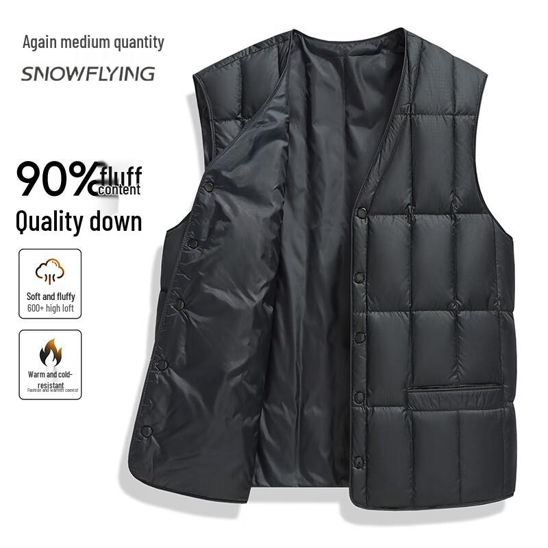XueZhongFei Men s Lightweight V-Neck Down Vest M (170/88A)